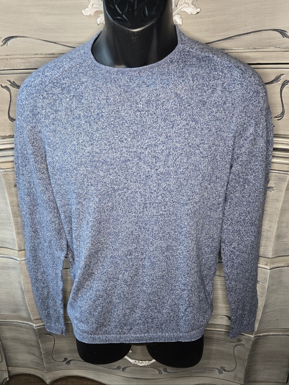Zara Men's Crewneck Sweater in Marled Light Blue